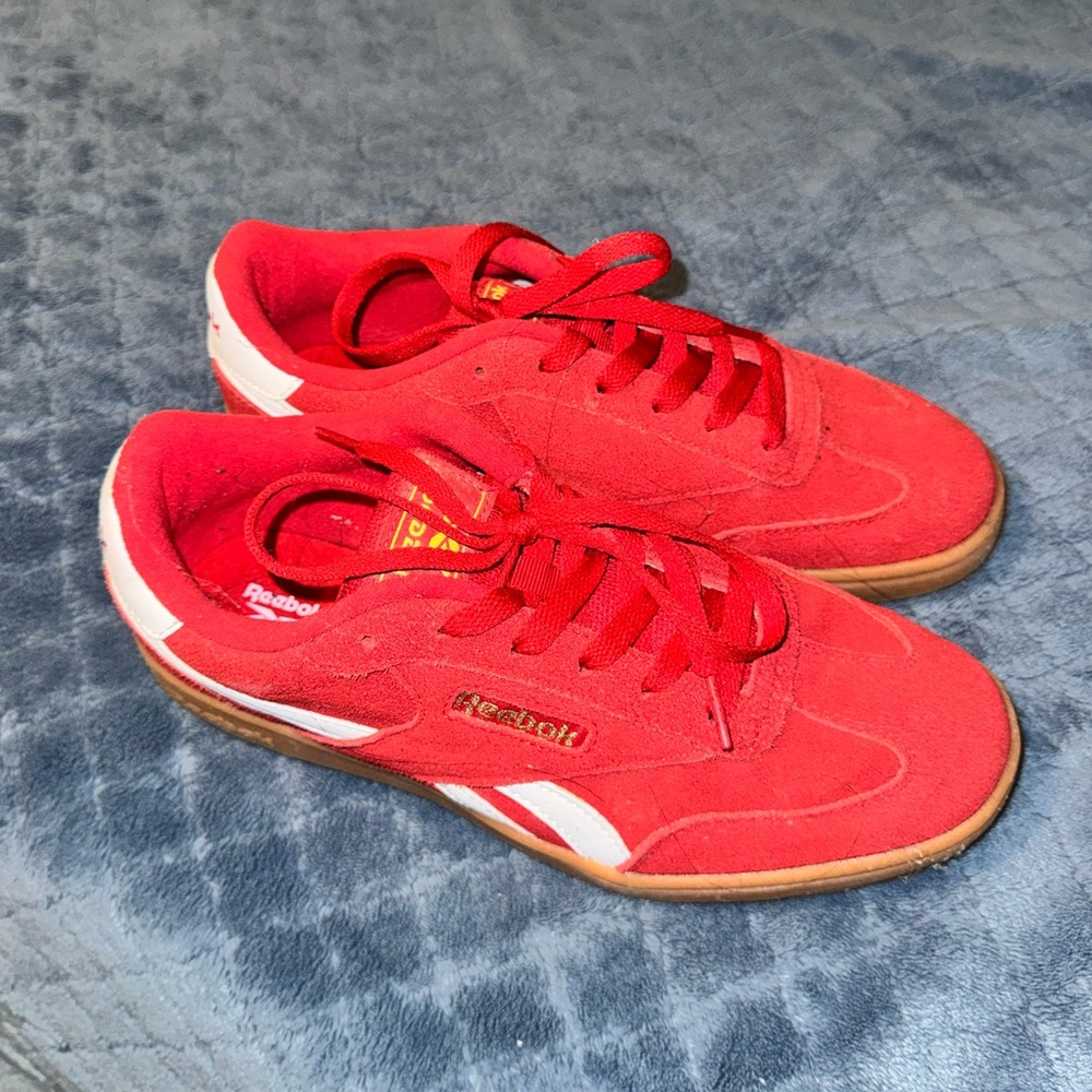 Reebok Red Suede Low-Top Sneakers
